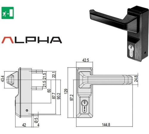 Ручка внешняя со встроенным цилиндром для накладной антипаники серии Alpha